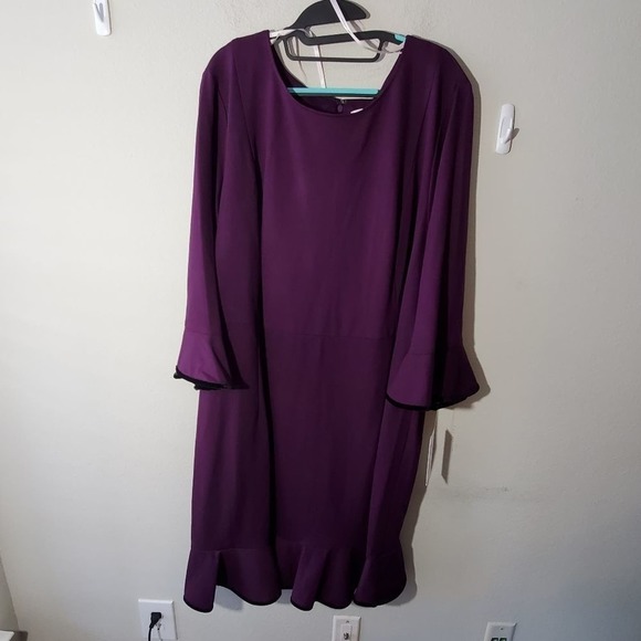 NANETTE Lepore velvet trimmed ruffle bell sleeve dress plus size 22W, 18W‎ - Picture 2 of 8